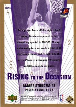 2003-04 Upper Deck MVP - Rising to the Occasion #RO14 Amare Stoudemire Back