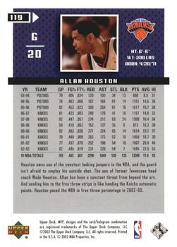 2003-04 Upper Deck MVP - Silver #119 Allan Houston Back