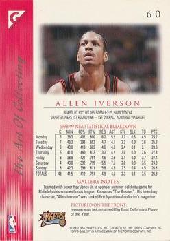 1999-00 Topps Gallery #60 Allen Iverson Back