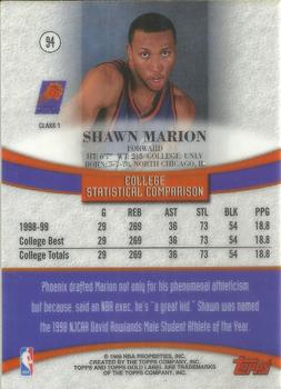 1999-00 Topps Gold Label #94 Shawn Marion Back
