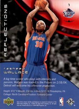 2003-04 Upper Deck Triple Dimensions - Reflections Ruby #1 Rasheed Wallace Back