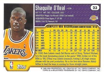 1999-00 Topps Tipoff #23 Shaquille O'Neal Back