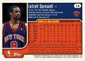 1999-00 Topps Tipoff #13 Latrell Sprewell Back