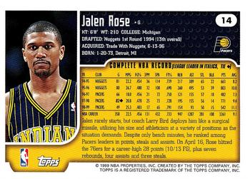 1999-00 Topps Tipoff #14 Jalen Rose Back