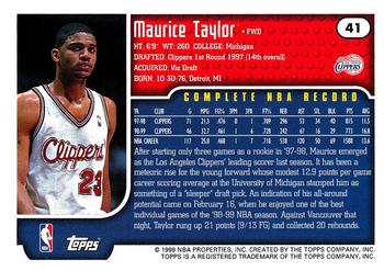 1999-00 Topps Tipoff #41 Maurice Taylor Back