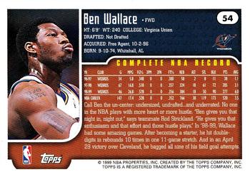 1999-00 Topps Tipoff #54 Ben Wallace Back