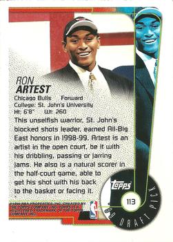1999-00 Topps Tipoff #113 Ron Artest Back