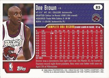 1999-00 Topps Tipoff #85 Dee Brown Back