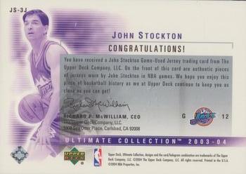 2003-04 Upper Deck Ultimate Collection - Jerseys Triple #JS-3J John Stockton Back