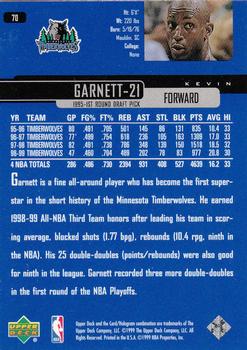 1999-00 Upper Deck #70 Kevin Garnett Back