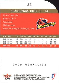 2004 Ultra WNBA - Gold Medallion #38 Slobodanka Tuvic Back