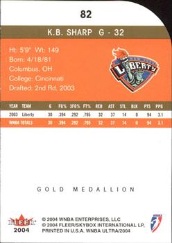 2004 Ultra WNBA - Gold Medallion #82 K.B. Sharp Back