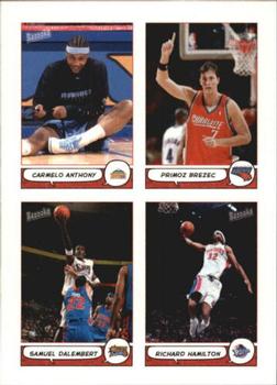 2004-05 Bazooka - 4-on-1 Stickers #9 Carmelo Anthony / Ron Artest / Samuel Dalembert / Richard Hamilton Front