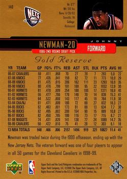 1999-00 Upper Deck Gold Reserve #140 Johnny Newman Back
