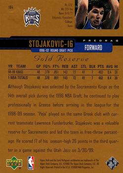1999-00 Upper Deck Gold Reserve #184 Predrag Stojakovic Back