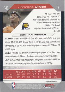 2004-05 Bowman - Chrome #7 Jermaine O'Neal Back