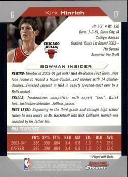 2004-05 Bowman - Chrome #17 Kirk Hinrich Back