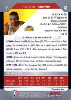 2004-05 Bowman - Chrome #18 Kenyon Martin Back