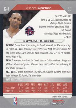 2004-05 Bowman - Chrome #80 Vince Carter Back