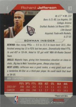 2004-05 Bowman - Chrome #83 Richard Jefferson Back