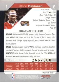 2004-05 Bowman - Chrome Refractors #13 Glenn Robinson Back