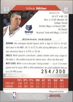 2004-05 Bowman - Chrome Refractors #93 Mike Miller Back