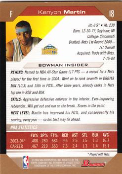 2004-05 Bowman - Gold #18 Kenyon Martin Back