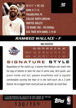 2004-05 Bowman Signature - 169 #30 Rasheed Wallace Back
