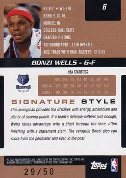 2004-05 Bowman Signature - 50 #6 Bonzi Wells Back