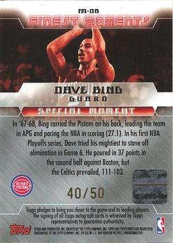 2004-05 Finest - Moments Autographs #FM-DB Dave Bing Back