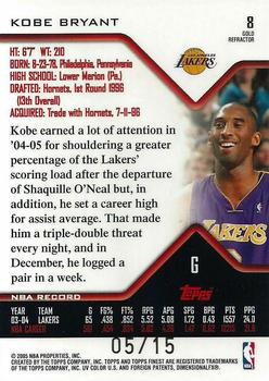 2004-05 Finest - Refractors Gold #8 Kobe Bryant Back
