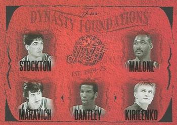2004-05 Flair - Dynasty Foundations #NNO John Stockton / Karl Malone / Pete Maravich / Adrian Dantley / Andrei Kirilenko Front