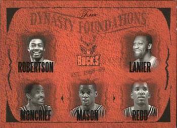 2004-05 Flair - Dynasty Foundations Gold #NNO Oscar Robertson / Bob Lanier / Sidney Moncrief / Desmond Mason / Michael Redd Front