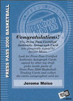 2000 Press Pass - Autographs #NNO Jerome Moiso Back