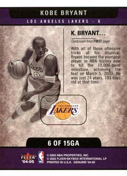 2004-05 Fleer Genuine - Genuine Article #6GA Kobe Bryant Back