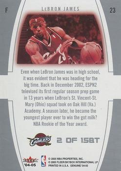 2004-05 Fleer Genuine - Big Time #2BT LeBron James Back