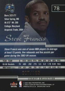 2004-05 Fleer Showcase - Legacy #78 Steve Francis Back
