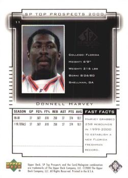 2000 SP Top Prospects #11 Donnell Harvey Back