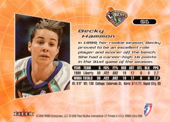2000 Ultra WNBA #21 Becky Hammon Back