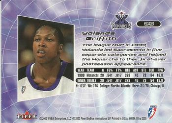 2000 Ultra WNBA #25 Yolanda Griffith Back