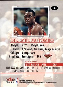 2000-01 Fleer Authority #1 Dikembe Mutombo Back