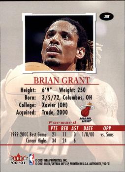 2000-01 Fleer Authority #3 Brian Grant Back