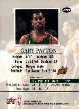 2000-01 Fleer Authority #20 Gary Payton Back