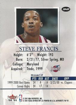 2000-01 Fleer Authority #32 Steve Francis Back