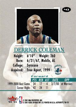 2000-01 Fleer Authority #41 Derrick Coleman Back