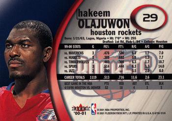 2000-01 E-X #29 Hakeem Olajuwon Back