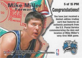 2000-01 E-X - NBA Debut Postmarks #5 PM Mike Miller Back