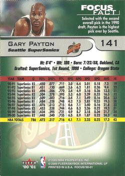 2000-01 Fleer Focus #141 Gary Payton Back