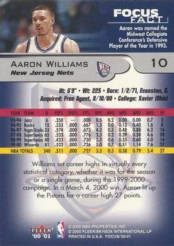 2000-01 Fleer Focus #10 Aaron Williams Back