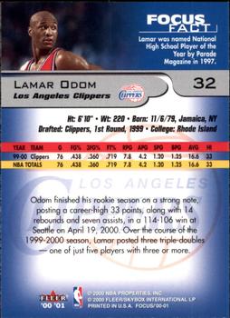 2000-01 Fleer Focus #32 Lamar Odom Back
